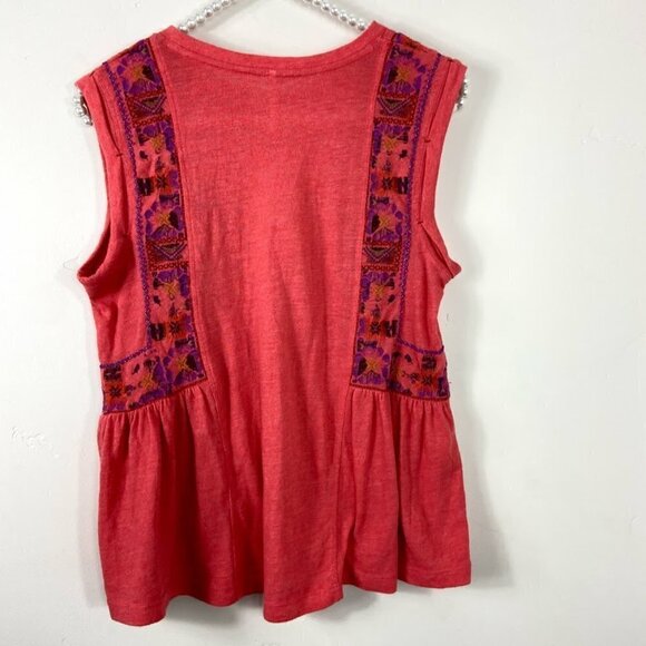 Free People Marcy Orange Embroidered Boho Peplum Tank Top XS - Picture 9 of 11
